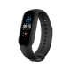 Xiaomi Mi Band 5 siyah akıllı bileklik, renkli ekranı ve ayarlanabilir silikon kordonuyla önden görünüm