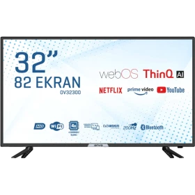 Onvo OV32300 HD Ready 32 inç LED televizyon, siyah çerçeveli ekran ve ayak tasarımı