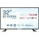 Onvo OV32300 HD Ready 32 inç LED televizyon, siyah çerçeveli ekran ve ayak tasarımı