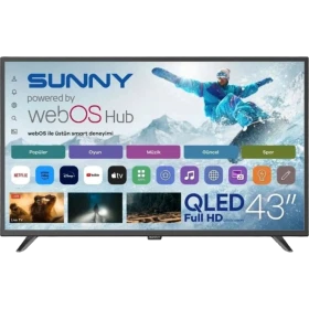 Sunny SN43QAL540 43 inç Full HD FHD TV, siyah çerçeveli akıllı televizyon ana görünümü