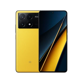 Poco X6 Pro sarı akıllı telefon, ön ekranı ve dört kameralı arka tasarımıyla vitrin ürünü