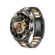 Huawei Watch Ultimate Design siyah akıllı saat, altın detaylı kasası ve metal bileziğiyle önden görünüm