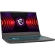 MSI Thin 15 B12UC-1478XTRAT7 koyu gri oyuncu laptop, RGB aydınlatmalı klavye ve ejderha logosu ekranı görünüyor