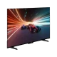 Vestel 55QG9960 Ultra HD 4K QLED televizyon, ince çerçeveli siyah tasarımı ve yarış ekranıyla önden görünür