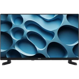 Vestel 32H8740 HD Ready LED televizyon, siyah çerçeveli ve mavi desenli ekranıyla önden görünüm