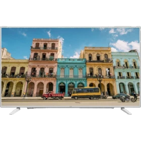 Beko B43L 6760 5W Full HD televizyon, ekranda renkli şehir binaları manzarasıyla önden görünüm