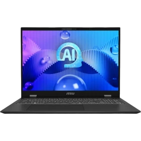 MSI Prestige 16 AI Studio B1VEG-023TR siyah iş ve ofis laptopunda AI temalı ekran.