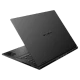HP OMEN Transcend 16-u0006nt 7Z967EA siyah oyuncu laptop, açık tasarım ve arkadan bağlantı görünümleriyle
