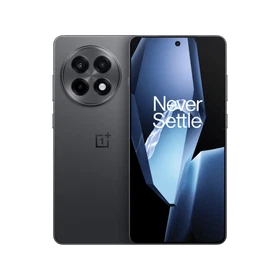Siyah OnePlus Ace 5 akıllı telefon, ön ekranı ve dairesel çoklu kamera tasarımlı arka yüzüyle önden görünüm