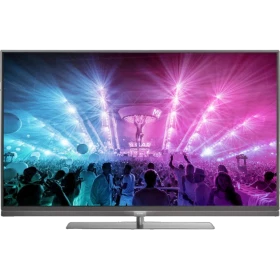 Philips 49PUS7181 Ultra HD 4K LED televizyon; canlı konser ışıklarıyla gösterilen geniş ekran TV vitrin görünümleri