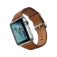 Apple Watch 42 mm gümüş paslanmaz çelik kasalı, klasik tokalı kahverengi kayışlı akıllı saat
