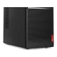 Lenovo V520 10NK0021TX siyah masaüstü bilgisayar kasası, delikli ön panel ve Lenovo logosuyla