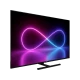 Vestel 65Q9900 Ultra HD 4K QLED TV, siyah çerçeveli ekranda renkli sonsuzluk simgesi