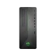 HP 790-0019NT 4JR58EA siyah masaüstü bilgisayar kasası, yeşil aydınlatmalı ön panel ve bağlantı noktalarıyla