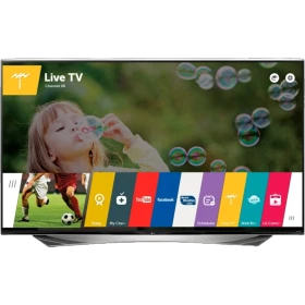 LG 79UF860V Ultra HD 4K LED televizyon; canlı yayın ekranı ve uygulama menüsü görünüyor.