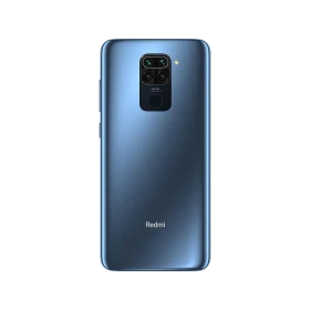 Xiaomi Redmi Note 9 mavi akıllı telefonun arka yüzü, dörtlü kamera modülü ve parmak izi okuyucu detayı