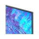 Samsung 98Q80C Ultra HD 4K QLED televizyon, genel renkli ince çerçeve ve canlı mavi ekran görünümü