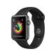 Apple Watch Series 3 42 mm siyah alüminyum kasa ve spor kordonlu akıllı saat, renkli aktivite ekranıyla