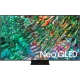 Samsung 55QN90B QLED Ultra HD 4K TV ekranda Neo QLED renkli görüntü ile, siyah tasarımlı vitrin görünümü