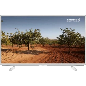 Grundig Moskova 43 GFU 7905 W Ultra HD 4K LED televizyon, beyaz çerçeveli ve ayaklı görünüm