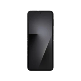 Siyah Samsung Galaxy Z Flip7 FE akıllı telefonun önden görünümü, tam ekran tasarım ve ince çerçeve
