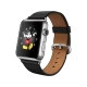 Apple Watch 42 mm gümüş paslanmaz çelik kasa, siyah klasik tokalı kayış ve Mickey Mouse ekranı
