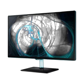 Samsung T22D390 Full HD FHD LED televizyon, ekranda soyut mavi teknoloji efektli vitrin görünümü