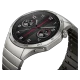 Huawei Watch GT 4 Metal 46mm gümüş akıllı saat, siyah kadran ve metal bilezik detaylarıyla