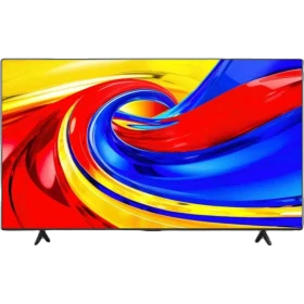 TCL 50T6D Ultra HD 4K TV, ince siyah çerçeveli televizyon ve renkli soyut ekran içeriği