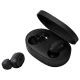 Xiaomi Redmi AirDots Tam Kablosuz siyah kulaklık, açık şarj kutusu ve iki kulak içi kulaklıkla birlikte.