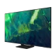 Samsung 55Q70A Ultra HD 4K QLED televizyon, siyah çerçeveli ve genel renkli LED ekran görünümü