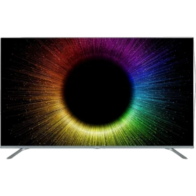 Vestel 65UM9910 Ultra HD 4K LED televizyon, ince çerçeveli siyah ekranı ve renkli ışık deseniyle
