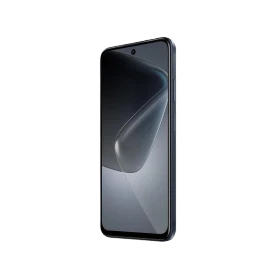 Siyah Infinix Hot 50i akıllı telefon, geniş ekran ve ön kamera deliğiyle önden açılı görünüm