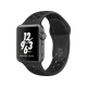 Apple Watch Nike+ Series 2 38 mm uzay grisi akıllı saat, antrasit siyah Nike spor kordonuyla önden görünüm