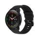 Xiaomi Mi Watch siyah akıllı saat, renkli sağlık göstergeleri ve silikon kordonuyla önden görünür halde