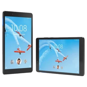 Lenovo Tab E8 TB-8304F1 siyah tablet; uçak ekranı ile vitrin görünümü, uygun fiyatlı tablet modeli