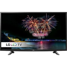 LG 49LH510V Full HD LED televizyon ekranında havai fişek görüntüsü, siyah çerçeveli TV.