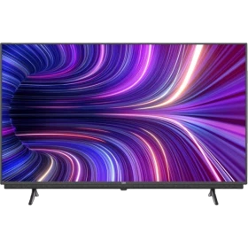 Beko B50 C 885 A Ultra HD 4K televizyon, siyah çerçeveli ve mor ışık desenli ekranıyla önden görünüm