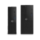 Dell OptiPlex 3050 siyah masaüstü bilgisayar kasasının önden iki farklı boy görünümü