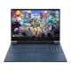 HP Victus Gaming 15-fb2009nt A05NHEA008 koyu mavi oyuncu laptop; oyun ekranı açık, klavye görünür.