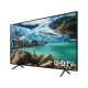 Samsung 65RU7100 Ultra HD 4K LED televizyon, genel renk; buzdağı ve yeşil göl manzarası ekranda görünüyor.