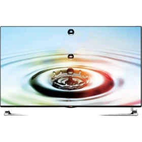 LG 65LA970V Ultra HD 4K LED televizyon, ekranında hareketli damla görselleriyle vitrin sunumu