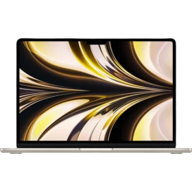 Apple MacBook Air M2 13.6 inç altın renk laptop, açık ekranlı önden görünüm ana ürün vitrini