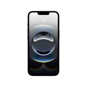 Siyah Apple iPhone 16e akıllı telefon, önden görünüm ve çentikli ekran tasarımıyla ürün çekimi