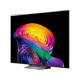 LG OLED77C6ELB Ultra HD 4K OLED TV; siyah ekranda renkli soyut desen, ince tasarım ve stant görünür.