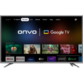 Onvo 65OV9000U Ultra HD 4K LED televizyon, Google TV arayüzü ve ince çerçeveli ekranıyla önden görünüm