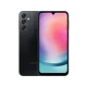 Samsung Galaxy A24 siyah akıllı telefon, ön ekran ve arka üçlü kamera tasarımıyla vitrin görünümü