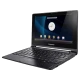 Lenovo Flex A10 16 GB siyah tablet, ön ekranında uygulamalar ve klavye görünümlü tasarım