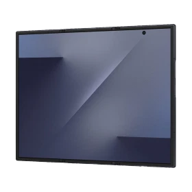 Samsung Galaxy Z TriFold siyah akıllı telefon, üç katlanır geniş ekran tasarımıyla önden görünüm