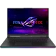 Asus ROG Strix G18 2025 G814PP-S9045 siyah oyuncu laptop, RGB ışıklı oyun ekranıyla açık konumda